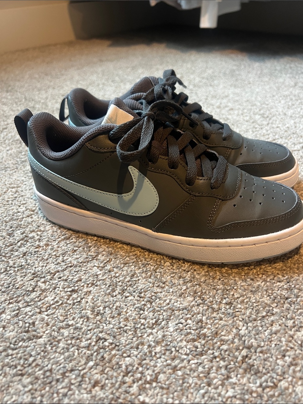 Nike Kids Dark Gray Low-Top Sneakers with Light Gray Swoosh